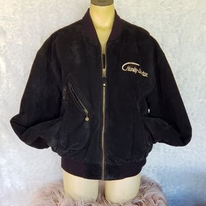 Vintage Harley Davidson Suede Bomber Jacket